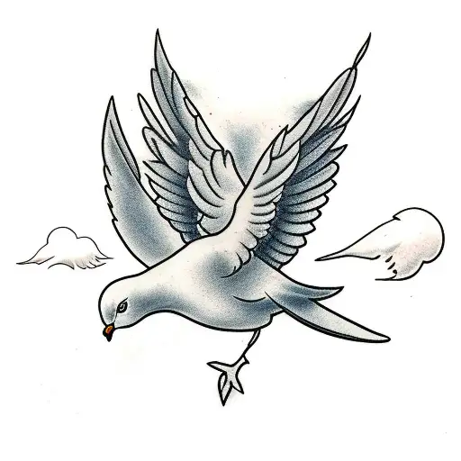 Dove Flying With The Broken Arm
