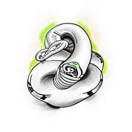 A Fierce Snake Coiled Around A Pair Of Boxing Gloves