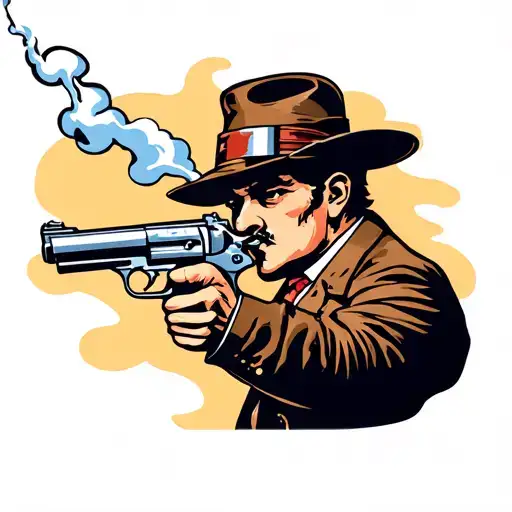 Criminal Sniffing Gun Smoke From Barrel