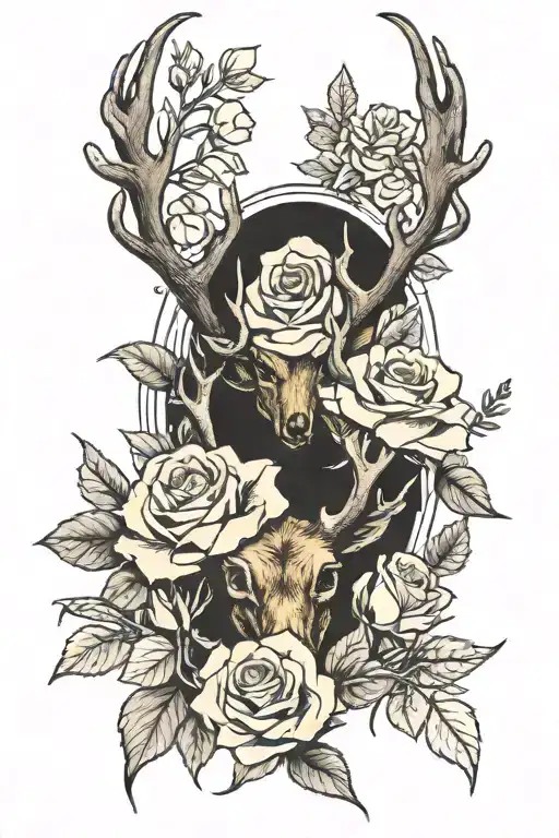 Yellow Roses With Deer Antlers