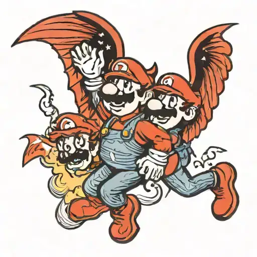 Mario Bros With Demonic Wings