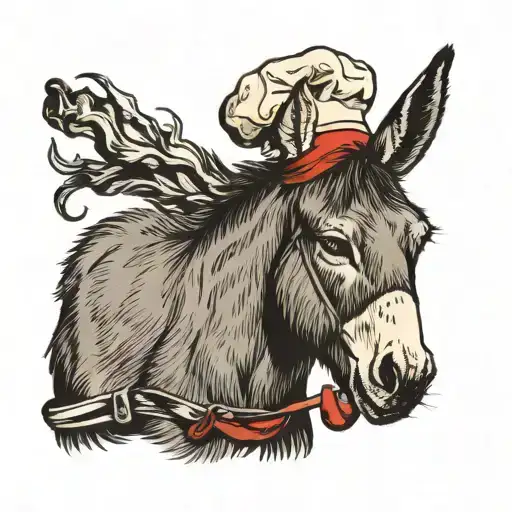 Donkey Wearing Chef Hat Smoking Cigarette
