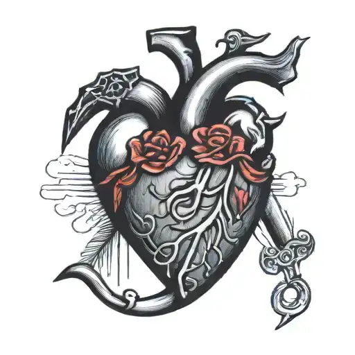 Anatomical Heart With Dagger Through It