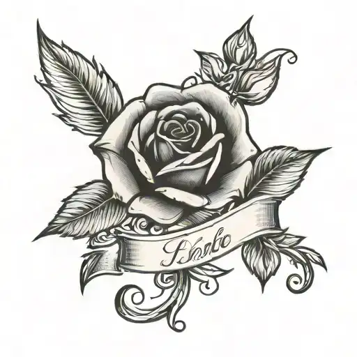 Rose Flower With Name In The Middle