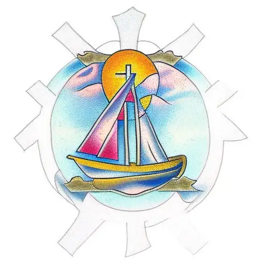 Three Christian Cross In Mountain