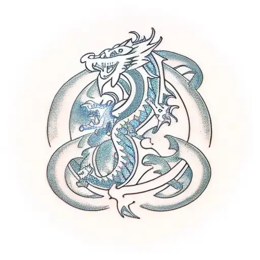 Traditional-style Dragon Tattoo With The Word 'Protecting' Incorporated Into The Design