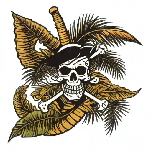 Jolly Roger With Palm Tree Branch