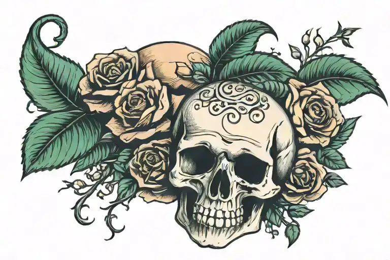 Skull With Roses Poison Tree And A Snake