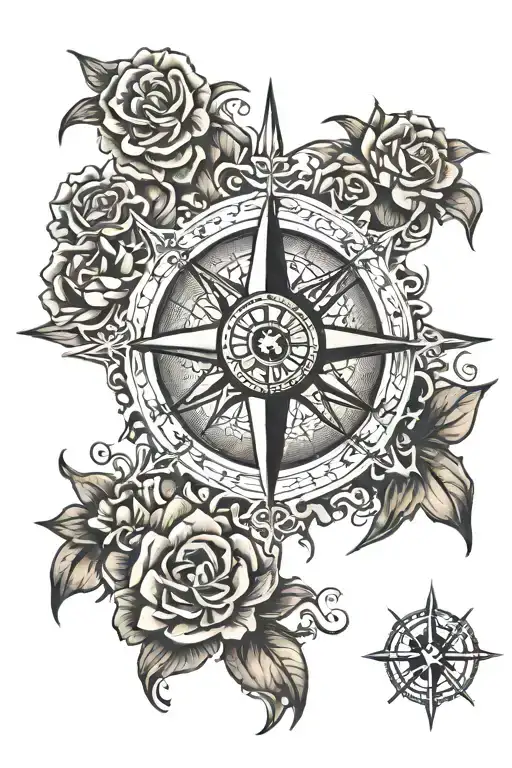 Cross With Compass Rose In The Middle