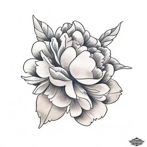 A Traditional Style Tattoo Showcasing A Watercolor Peony With Intricate Linework And Shading
