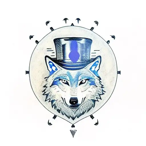 A Wolf Wearing A Steampunk Top Hat And Monocle