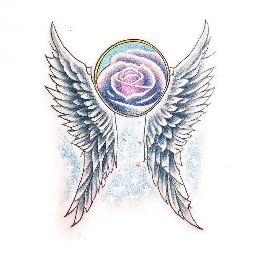 Angel Wings Made Of Feathers And Stars