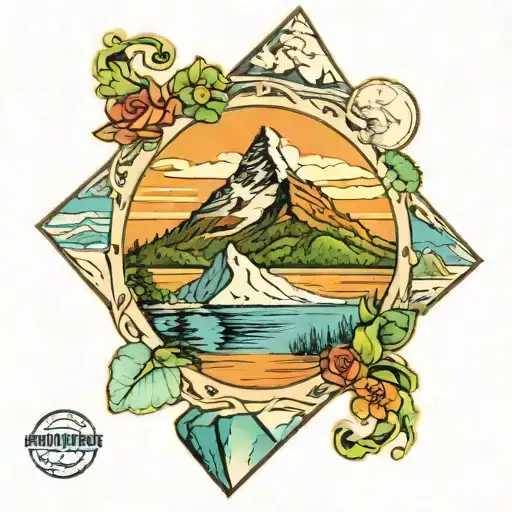 Diamond Head Crater Lake And Mount Hood Made Out Of Sea Glass