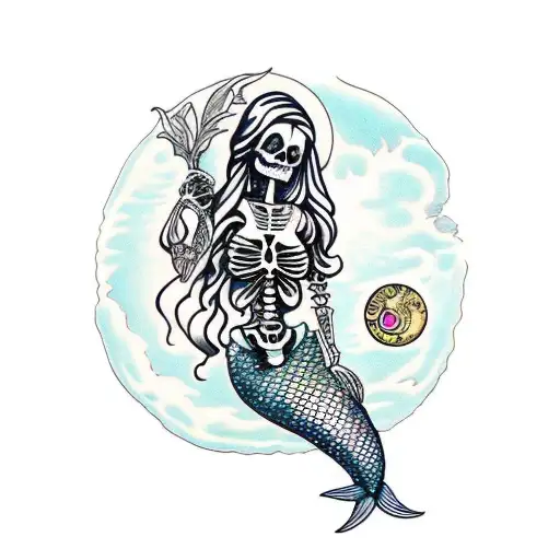 Mermaid Skeleton La Sirena Holding The Moon
