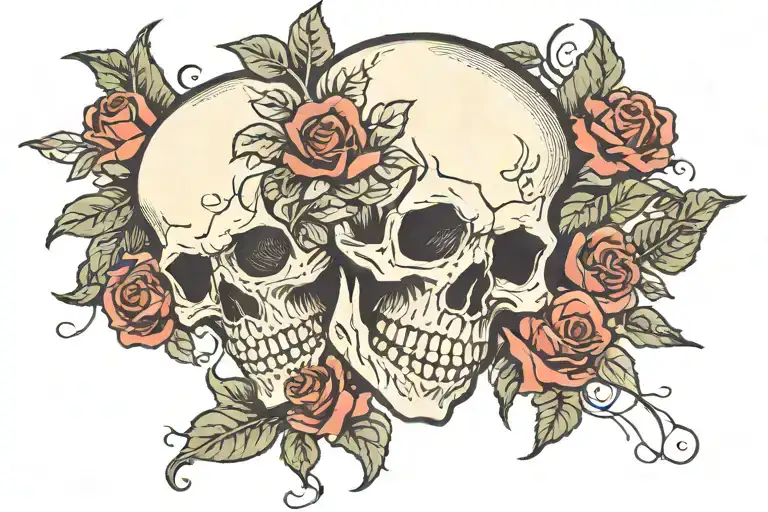 Skull And Roses With Vines