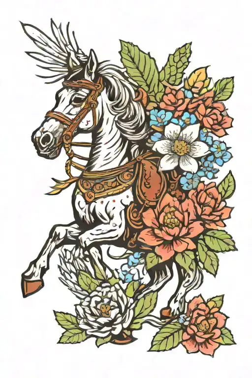 Cowboy Horse Cactus Flowers