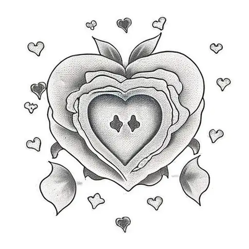 Flowers In Shape Of A Heart With Dog Paw Print In The Middle