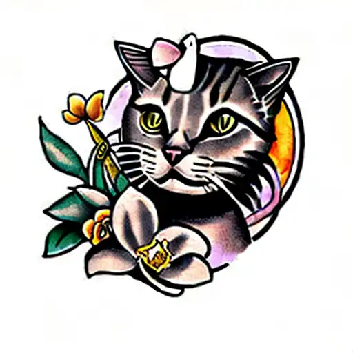 A Cat And A Flower