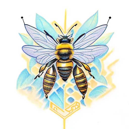 Honey Bee With Hives