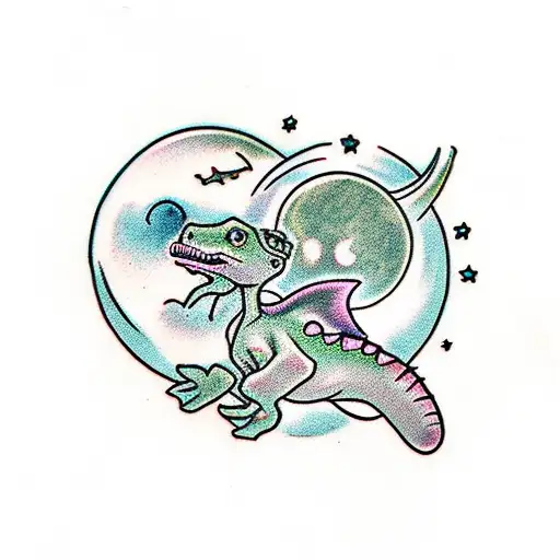 Baby Dinosaur And Planets