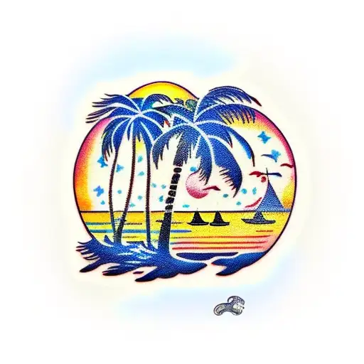 Palm Tree Ocean Beach Sunset Nicaragua