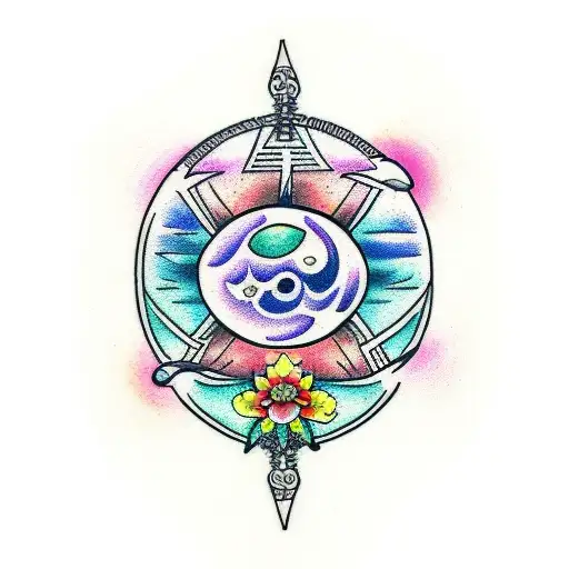 Triple Goddess Moon With Flowers