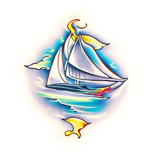 Sail Boat On Fire