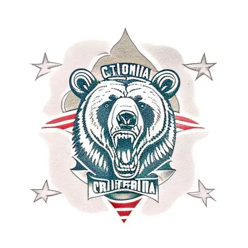 California Grizzly With Ohio Michigan Illinois Theme