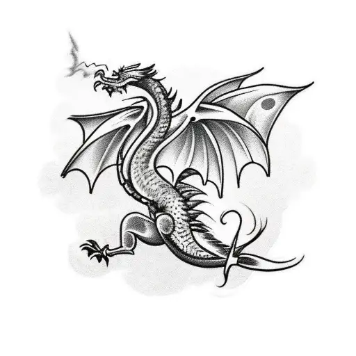 Back Tattoo Winged Dragon
