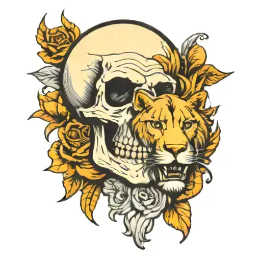 Skull With Lion Head Surrounded