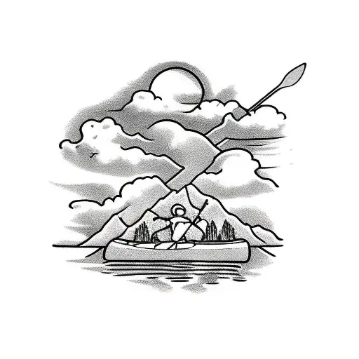 Kayak Down A Mountain With A Cross In The Clouds