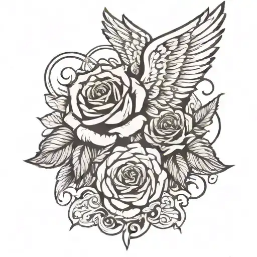 Roses And Angel Wings
