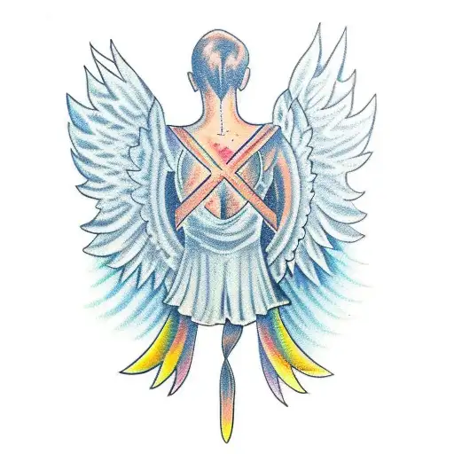 Self Harm Awareness Angel With Big Wings For Upper Back