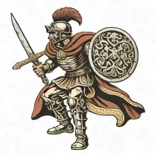 Roman Soldier Standing Sword Strength And Honour