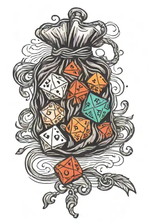 Leather Dice Bag With Dungeons And Dragons Dice Rolling Out