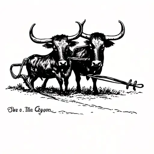 Two Oxen Pulling With A Yoke