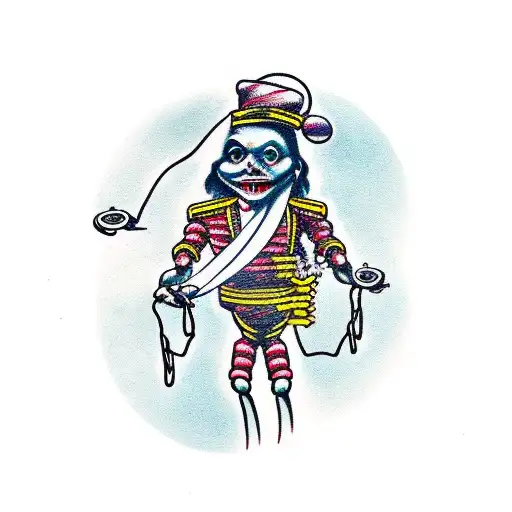 Evil Puppeteer Pulling Strings Attached To Skin Of Human Marionette In Agony