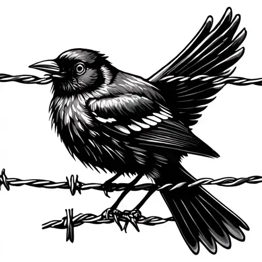 Black Bird On Barb Wire
