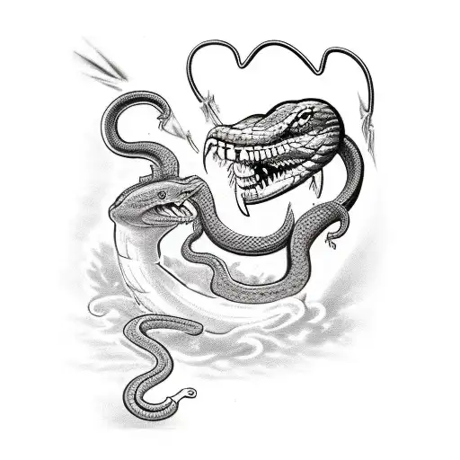 Snake Loosing A Fight Against Cupid