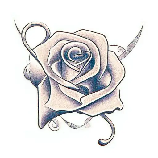A Traditional Tattoo Of A Music Note Intertwined With A Rose
