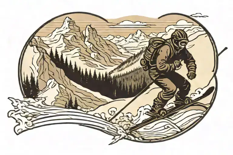 Skier Carving Down A Mountain Landscape