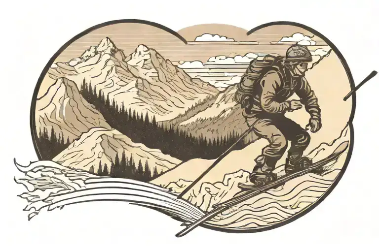 Skier Carving Down A Mountain Landscape