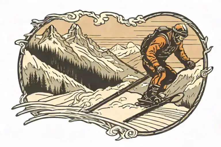 Skier Carving Down A Mountain Landscape