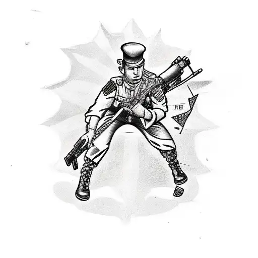 Soldier Hanging On Rose Over Trench