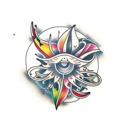 Floral Themed Elbow Ditch Filler Tattoo Sun Morph American Traditional