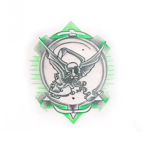 Biowarning Symbol In Green And Black Ink