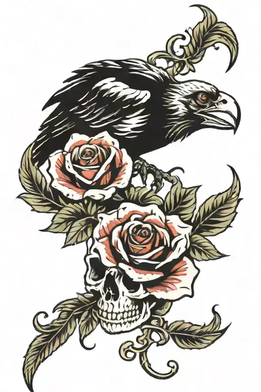 Crow Skull Rose Vine