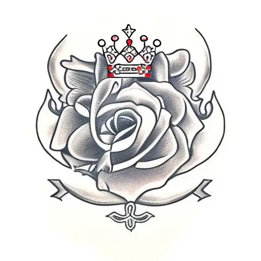 Lioin With Crown With Rose And British Red Cross