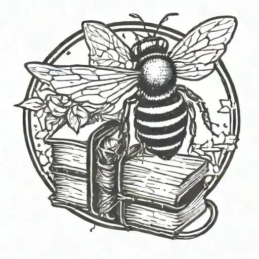 A Bee Carrying A Tiny Backpack Full Of Books