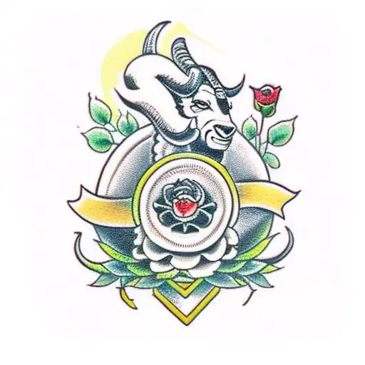 Ram With Roses And Arrows In The Background